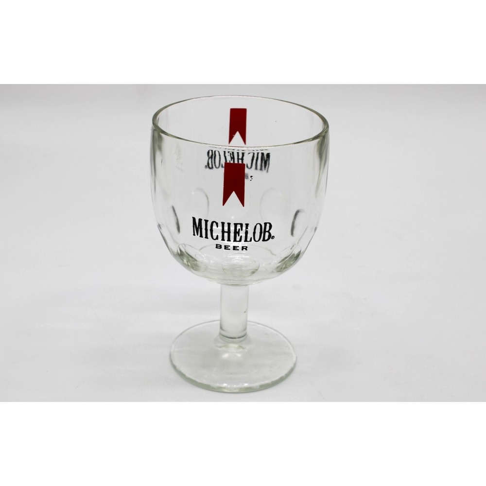 70s Michelob Beer Thumbprint Goblet Schooner Vintage Glass Barware Breweriana